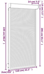 Persiana de enrolar em alumínio 110x220 cm branco