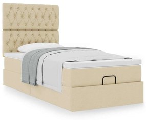 Estrutura de cama otomana com creme de colchão 90x190cm tecido