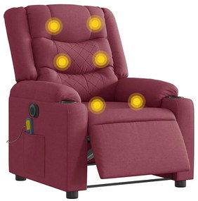 Poltrona reclinável de massagens elétrica tecido vermelho tinto
