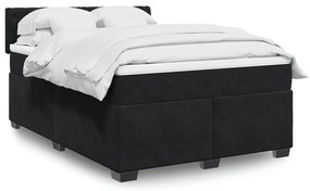vidaXL Cama com molas/colchão 160x200 cm veludo preto