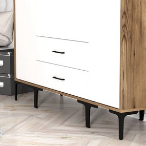 Guarda-Roupa Kumsal STS – Nogueira e Branco – 160 cm x 47,5 cm x 201,4