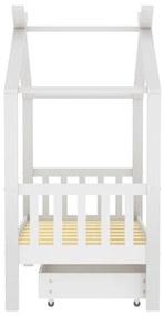 Estrutura cama criança c/ gaveta 70x140 cm pinho maciço branco