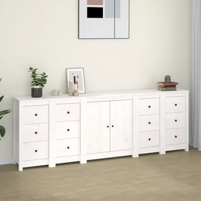 Aparador 230x35x80 cm madeira de pinho maciça branco