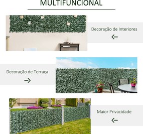 Vedação Artificial em Rolo 2,4x1 m Vedação de Privacidade para Balcão Jardim Exterior Planta Decorativa de Parede PE Verde