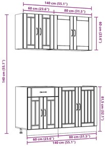 4 peças armário de cozinha conjunto Kalmar branco
