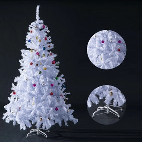 Árvore Branca de Natal Φ105x180cm com enfeites