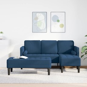vidaXL Conjunto de Sofá de 2 Peças com Almofadas em Tecido Azul