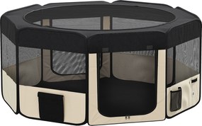 PawHut Parque Dobrável para Cães e Gatos Cercado Portátil para Animais Pequenos em Tecido Oxford Impermeável com 2 Portas Ø90x41 cm Preto | Aosom Portugal