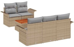 Conjunto de sofá de jardim da com 6 peças e almofadas de rattan em pol