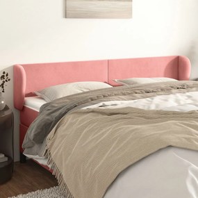 Cabeceira de cama c/ abas veludo 183x23x78/88 cm rosa