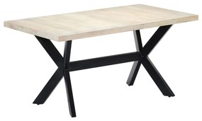 Mesa de jantar 160x80x75 cm madeira de mangueira maciça branco
