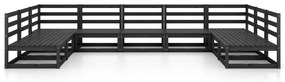 9 pcs conjunto lounge de jardim pinho maciço