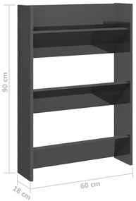 Sapateiras de parede 2pcs derivados de madeira cinza brilhante