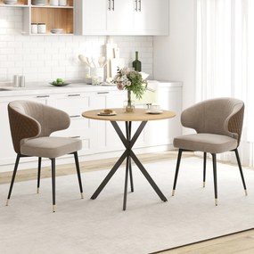Mesa de Jantar Redonda, 80 x 80 x 75 cm (CADEIRAS NÃO INCLUIDAS), Estrutura Cruzada em Aço, cor Madeira natural e preta