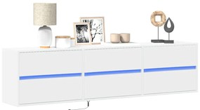 Móvel de parede para TV com luzes LED 180x31x45 cm branco