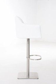 Banco de bar Damaso em couro sintético e estrutura prateada 64 x 88-113 x 45 cm Branco