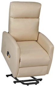 vidaXL Poltrona de massagens elevatória couro artificial cappuccino
