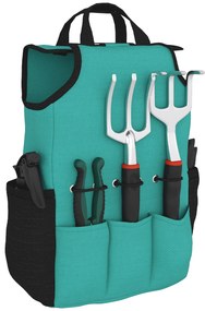 Outsunny Conjunto de Ferramentas para Jardim de 9 Peças Ferramentas de Jardinagem com Tesouras de Podar com Bloqueio e Bolsa Verde e Preto | Aosom Portugal