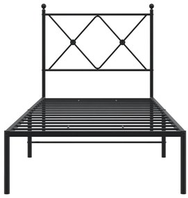 Estrutura de cama com cabeceira 80x200 cm metal preto