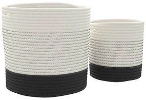 Cestos de arrumação 2 pcs algodão branco e preto