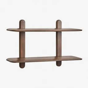 Estante De Parede Em Madeira Veleta ↔︎ 80 Cm & 2 Prateleirass & Castanho-acácia Escuro - Sklum