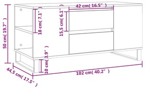 Mesa de centro 102x44,5x50 cm derivados de madeira preto