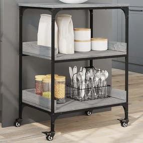 vidaXL Carrinho de cozinha 60x41x80,5cm derivados madeira cinza sonoma