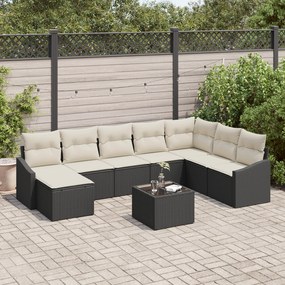 Conjunto de Jantar de Jardim de 8 Peças com Almofadas em Rattan Poly B
