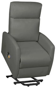 vidaXL Poltrona de massagens elevatória couro artificial cinzento
