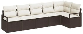 Conjunto de sofá de jardim de 6 peças da com almofadas de rattan polid