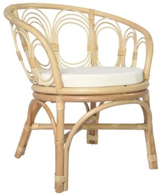 vidaXL Cadeira de jantar com almofadão vime natural e linho