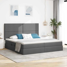 vidaXL Cama com arrumação e LED Cinza Escuro 200 x 200 cm Poliéster