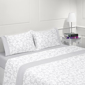 Lençóis flanela para inverno - Jogo de lençóis em flanela nacional: Cinzento cama 150cm - 1 lençol superior 240 x 290 cm + 1 lençol capa ajustavel 150 x 200 cm +  2 fronha almofada 50x70 cm