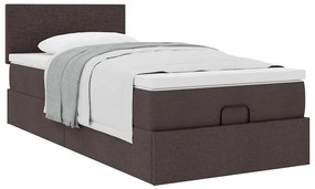 Cama otomana com colchão 90x200 cm tecido castanho escuro