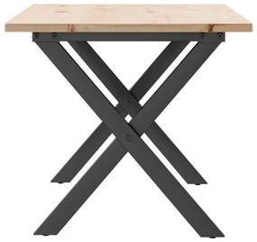 Mesa de centro estrutura em X 90x40x45 cm pinho e aço