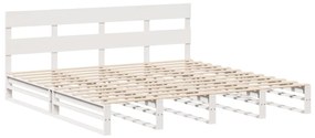 Cama sem colchão 200x200 cm madeira de pinho maciça branco