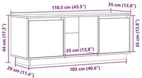 Móvel de TV Irene - Cor Cinzento - 110,5x35x44 cm Madeira de Pinho Mac