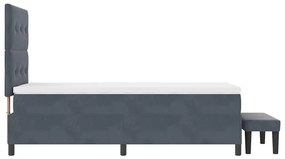 Cama Box Spring com Colchão e Banco Cinza Escuro 90x200 cm Veludo