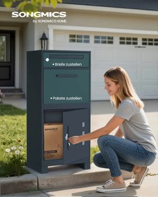 Caixa de correio 34 x 48 x 106 cm com compartimento para encomendas e fechadura de segurança na tampa para envios, cor antracite