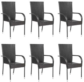Cadeiras de exterior empilháveis 6 pcs vime PE castanho