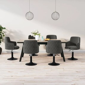 vidaXL Cadeiras de jantar giratórias 6 pcs veludo cinzento-escuro