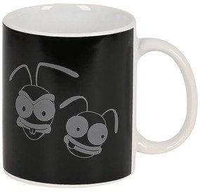 Caneca El Hormiguero Branco Cerâmica Preto (350 Ml)