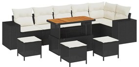 Conjunto de Sofá de Jardim vidaXL com Almofadas de 10 Peças Rattan Pol