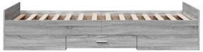 Estrutura de cama c/ gavetas derivados madeira cinza sonoma