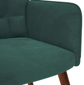 Cadeira de descanso com banco veludo verde-escuro