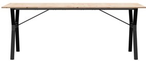 Mesa de jantar estrutura em Y 200x100x75 cm pinho/aço