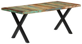 Mesa de jantar 180x90x76 cm madeira recuperada maciça
