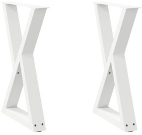 Mesa de jantar pernas 2 pcs 60x(72-73,3)cm aço branco