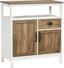 HOMCOM Aparador 2 Portas Gaveta Prateleira Ajustável Sala Estar 76,6x35x81,5 cm Branco Madeira Envelhecida | Aosom Portugal