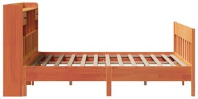 Cama sem colchão 150x200 cm madeira pinho maciça castanho-mel